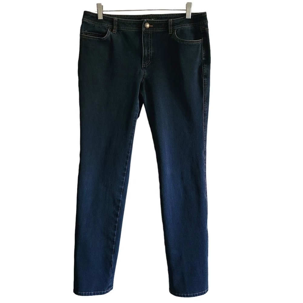 LAFAYETTE 148 Slim Straight Mid-Rise Dark Wash Stretch Jeans‎ Women's 8